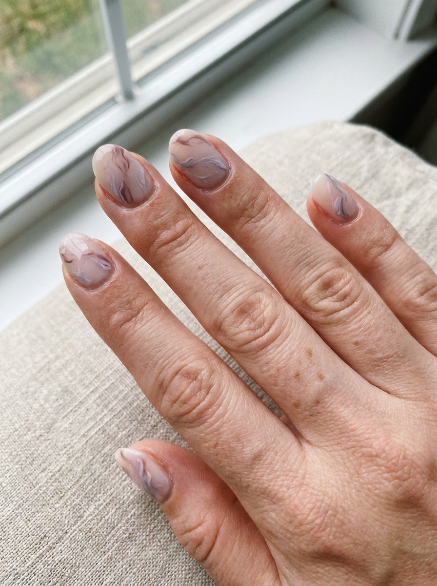Mauve Marble Nails als Lila Nageldesign Ideen Inspiration 2026